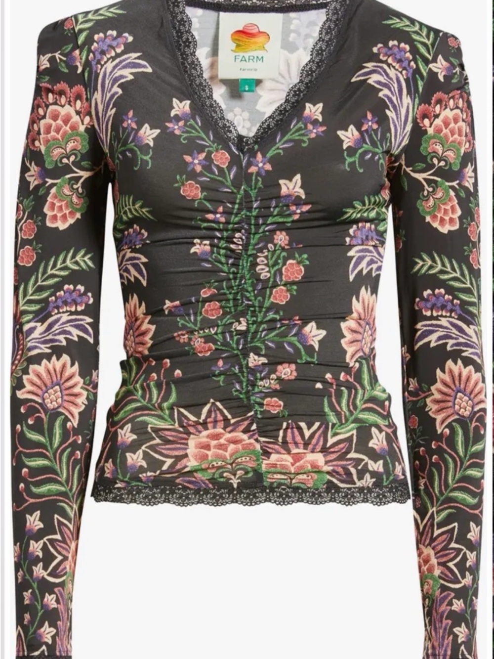 Farm Rio Black Marvelous Garden Knit Top
